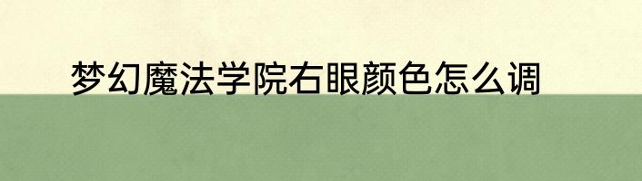 梦幻魔法学院右眼颜色怎么调
