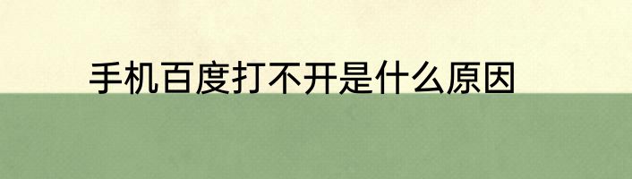手机百度打不开是什么原因