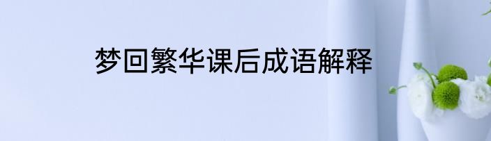 梦回繁华课后成语解释