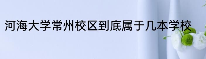 河海大学常州校区到底属于几本学校