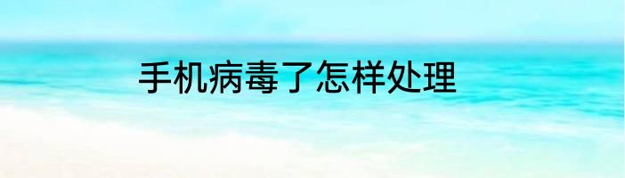 手机病毒了怎样处理