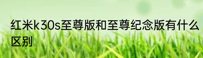红米k30s至尊版和至尊纪念版有什么区别