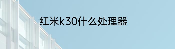 红米k30什么处理器