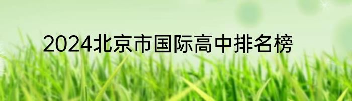 2024北京市国际高中排名榜