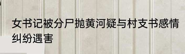 女书记被分尸抛黄河疑与村支书感情纠纷遇害