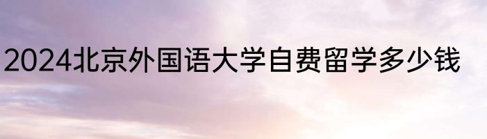 2024北京外国语大学自费留学多少钱