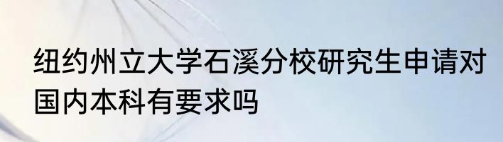 纽约州立大学石溪分校研究生申请对国内本科有要求吗