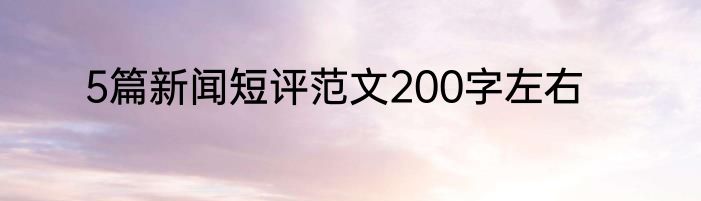 5篇新闻短评范文200字左右