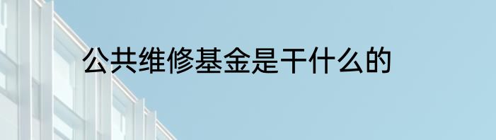 公共维修基金是干什么的