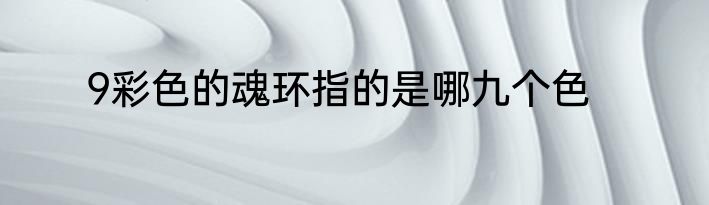 9彩色的魂环指的是哪九个色