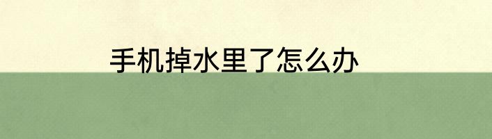 手机掉水里了怎么办