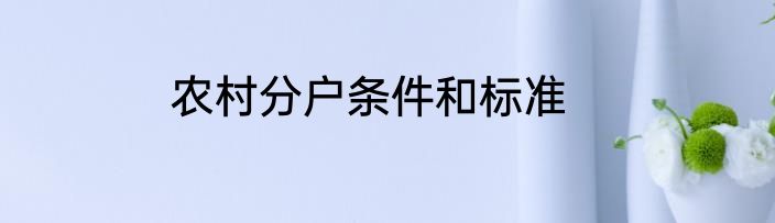 农村分户条件和标准