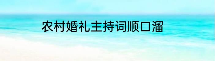 农村婚礼主持词顺口溜