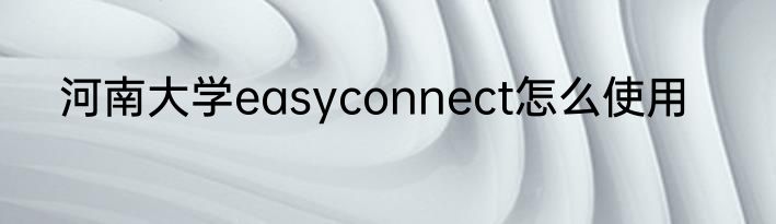 河南大学easyconnect怎么使用