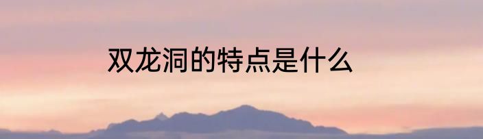 双龙洞的特点是什么