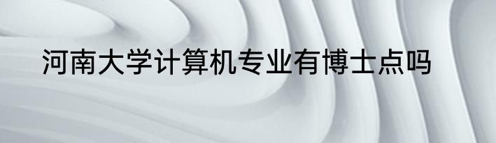 河南大学计算机专业有博士点吗