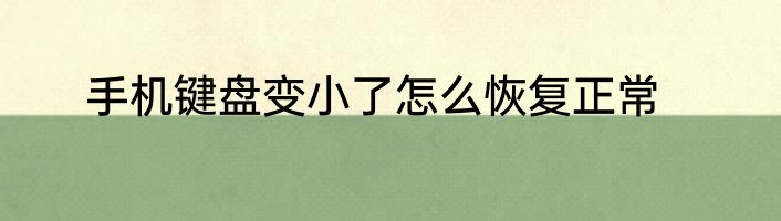 手机键盘变小了怎么恢复正常