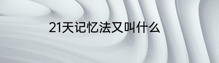 21天记忆法又叫什么