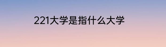 221大学是指什么大学