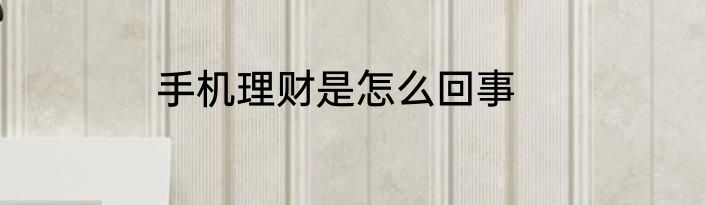 手机理财是怎么回事