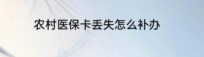农村医保卡丢失怎么补办
