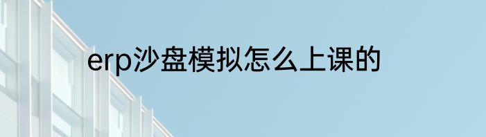 erp沙盘模拟怎么上课的