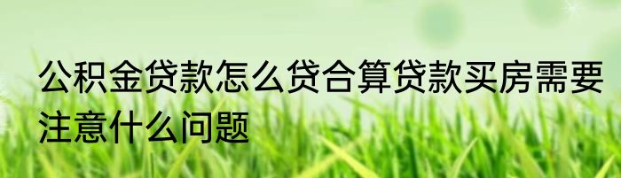公积金贷款怎么贷合算贷款买房需要注意什么问题
