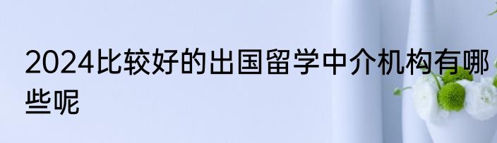 2024比较好的出国留学中介机构有哪些呢