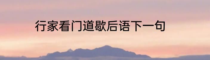 行家看门道歇后语下一句