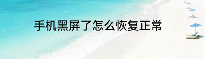 手机黑屏了怎么恢复正常