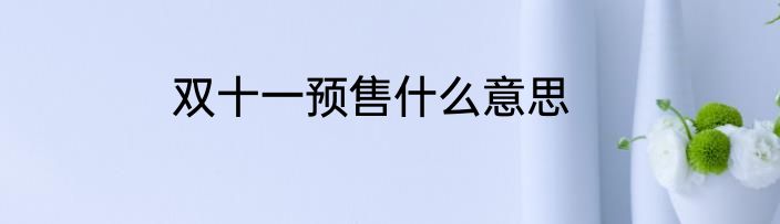 双十一预售什么意思