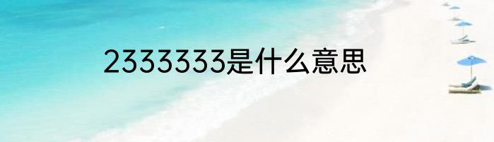2333333是什么意思