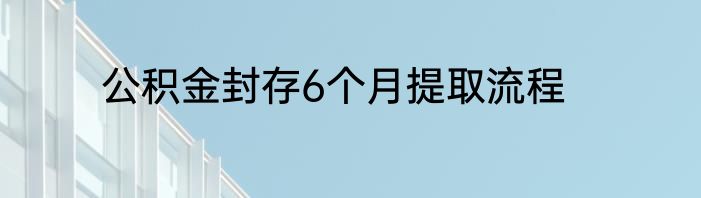 公积金封存6个月提取流程