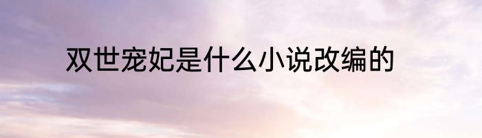 双世宠妃是什么小说改编的