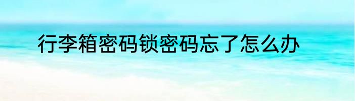 行李箱密码锁密码忘了怎么办