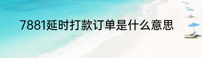 7881延时打款订单是什么意思