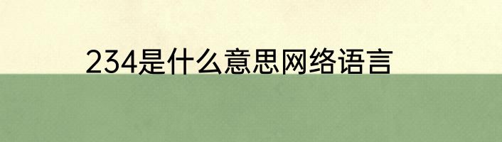 234是什么意思网络语言