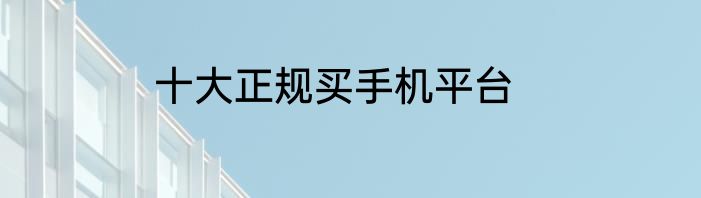 十大正规买手机平台