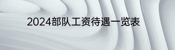 2024部队工资待遇一览表