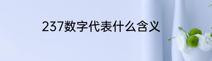 237数字代表什么含义