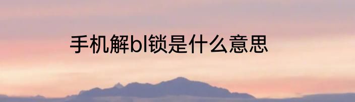 手机解bl锁是什么意思