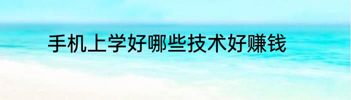 手机上学好哪些技术好赚钱