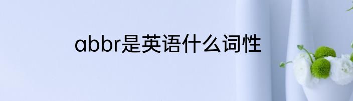 abbr是英语什么词性