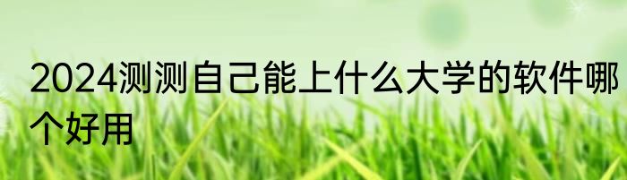 2024测测自己能上什么大学的软件哪个好用