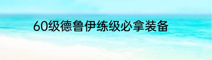 60级德鲁伊练级必拿装备