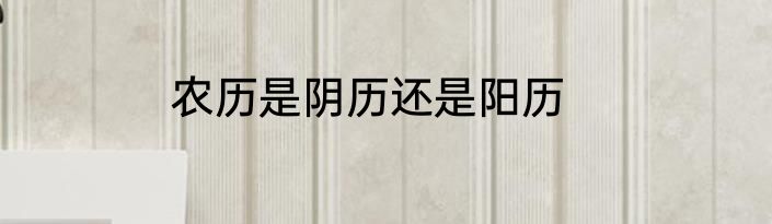 农历是阴历还是阳历