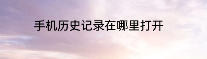 手机历史记录在哪里打开