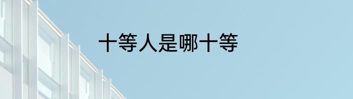 十等人是哪十等