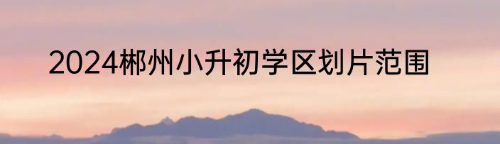 2024郴州小升初学区划片范围