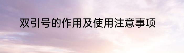 双引号的作用及使用注意事项